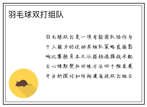 羽毛球双打组队